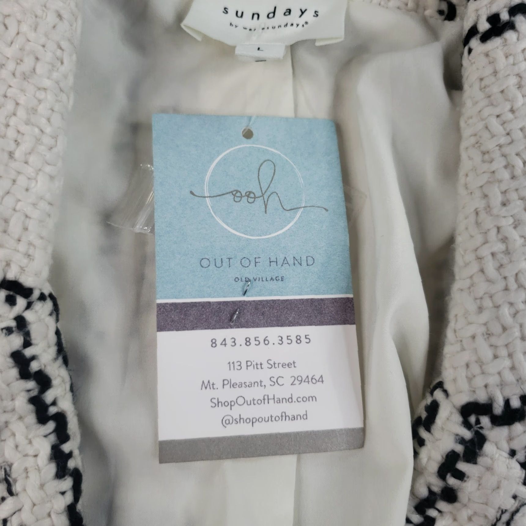 Area We are Sundays Jacket Women Large Black White Plaid Coat Short Knit Lined Size 36" / US 14 / IT 50 - 7 Thumbnail