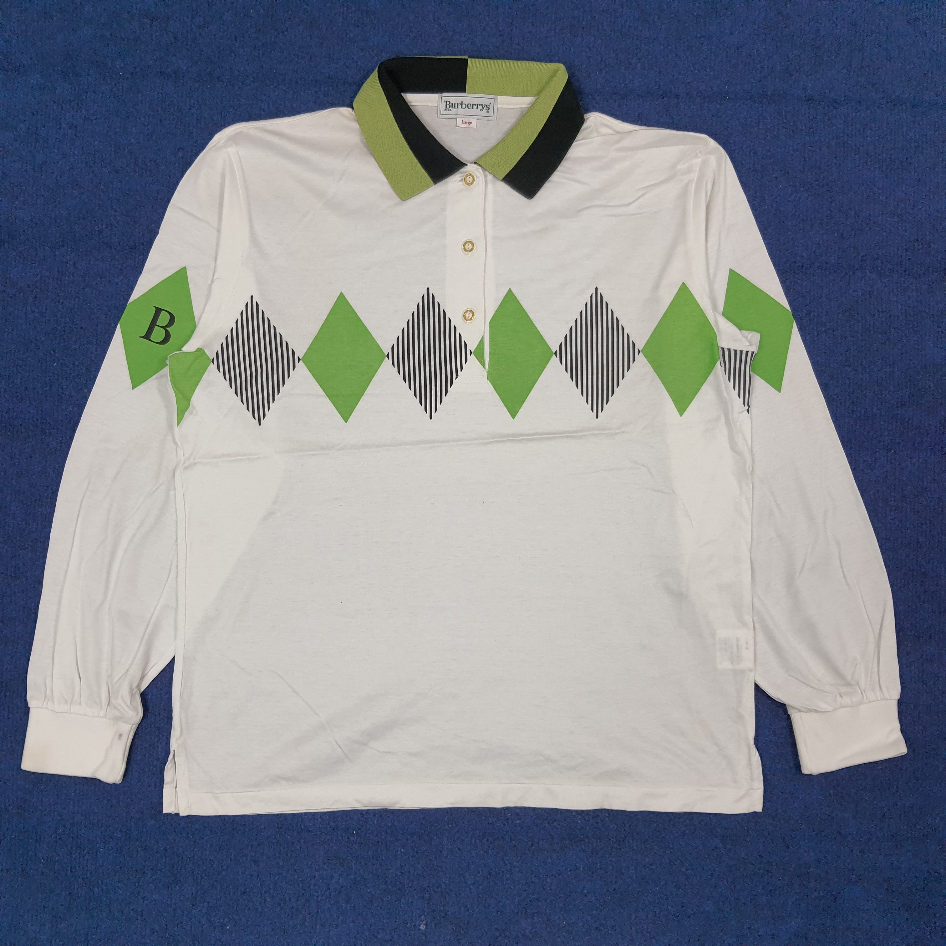 Burberry VINTAGE 90s Burberry's Long Sleeve Polo Shirt C276N72 Size US M / EU 48-50 / 2 - 1 Thumbnail