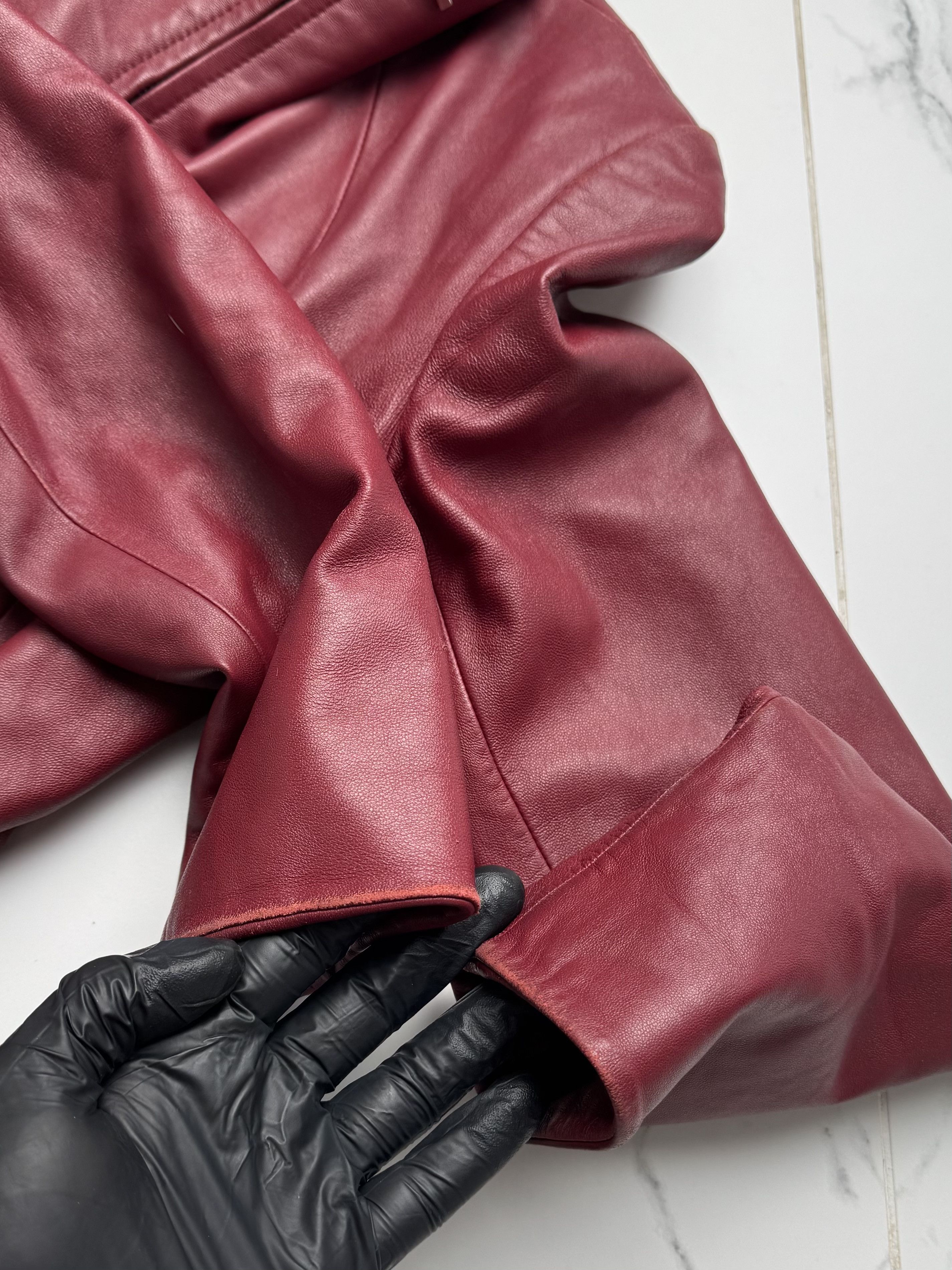 Vintage Y2K Red Leather Jacket Womens Slim Fit Zip Up Biker Style Size S / US 4 / IT 40 - 14 Thumbnail