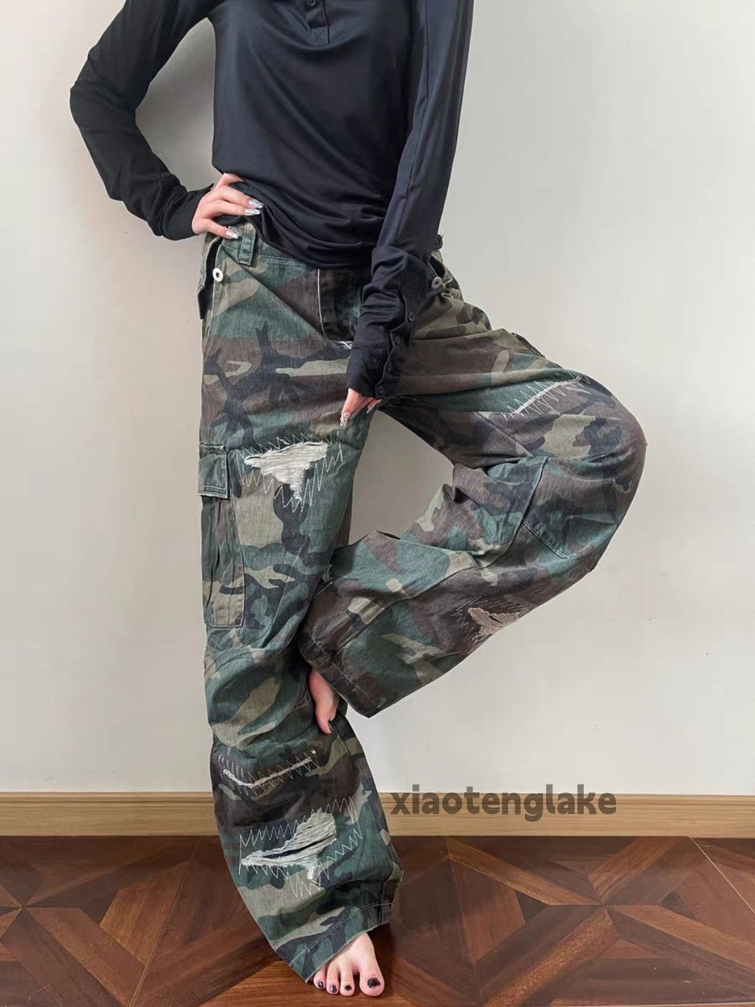 Vintage ltx vintage loose baggy skate hiphop cargo camo pants Size US 28 / EU 44 - 2 Thumbnail
