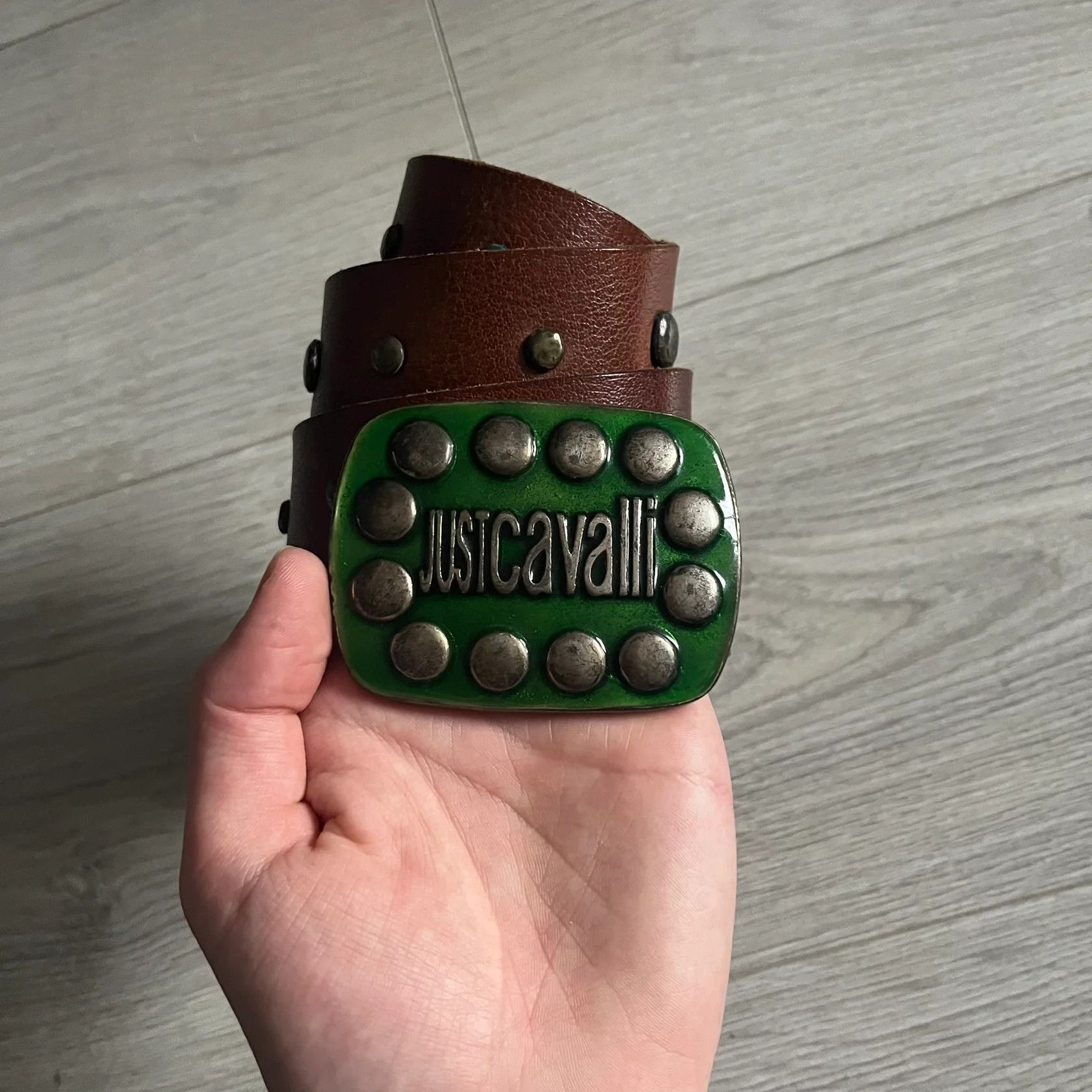 Just Cavalli Just Cavalli Green Metal Buckle Studded Belt Size ONE SIZE - 2 Thumbnail