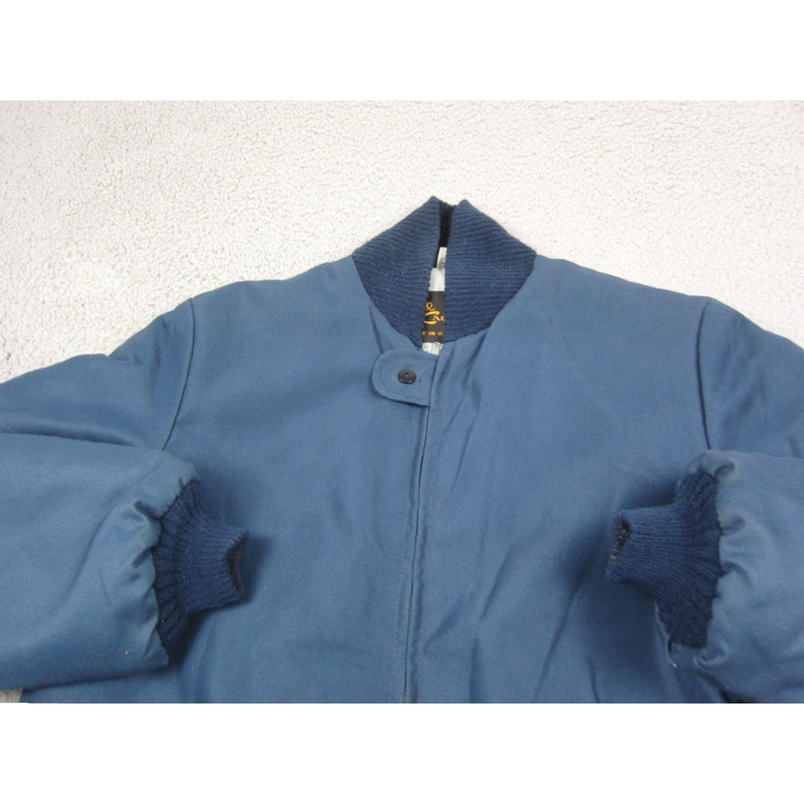 Vintage VINTAGE Cal Craft Bomber Jacket Mens M Blue Full Zip USA 70s 90s Polyester Nylon Zipper Medium Gray? Size US M / EU 48-50 / 2 - 4 Thumbnail