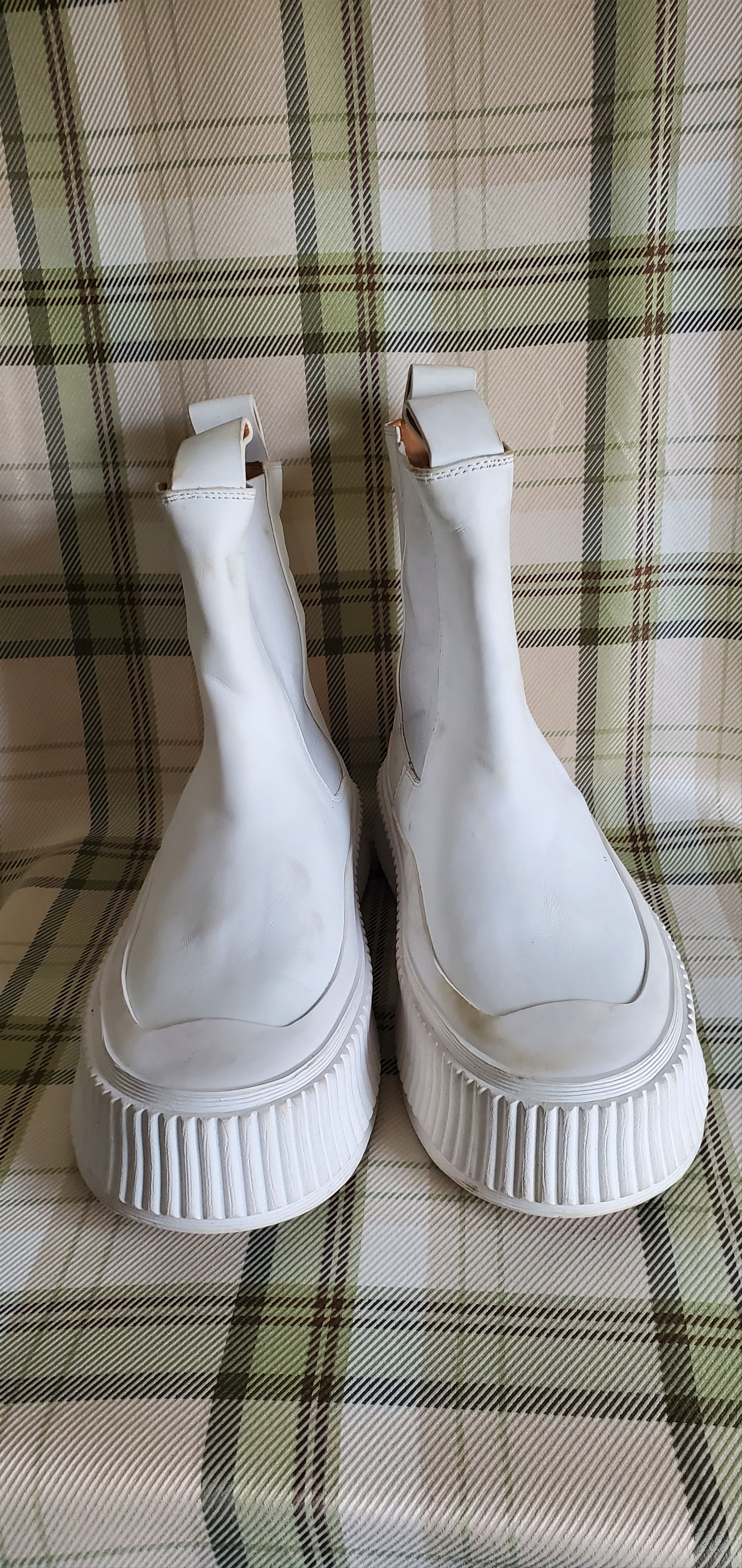 Jil Sander JIL SANDER White Leather Summer Hi Chunky Sole Sneakers Size US 9 / IT 39 - 2 Thumbnail