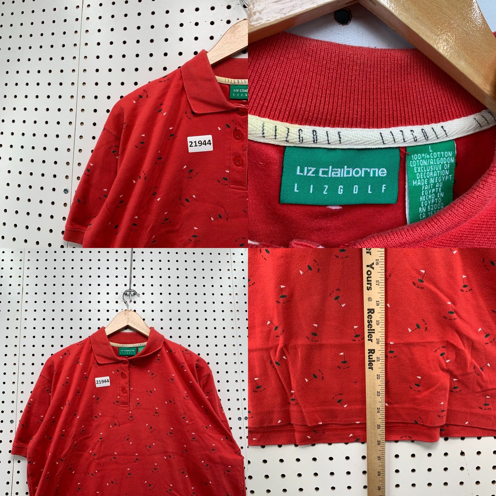Liz Claiborne Liz Claiborne Polo Shirt AOP All Over Flag Logo Womens Large FIts 23.5x25 Polo Shirt Mens Womens Girls Boys Size L / US 10 / IT 46 - 8 Thumbnail