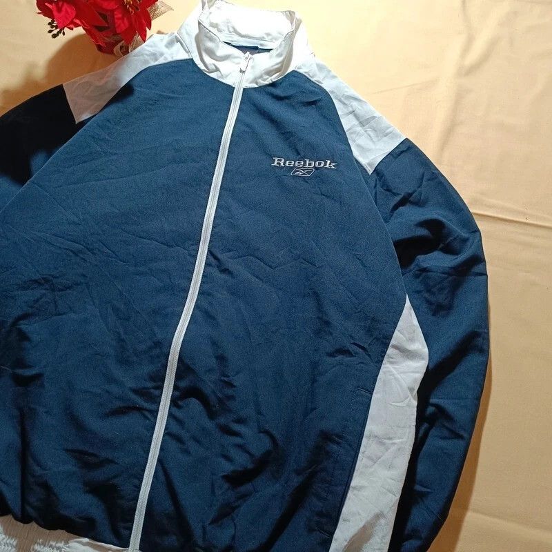 Reebok Vintage 00s Reebok Tracksuit Jacket Full Zip White Blue XL Size US XL / EU 56 / 4 - 2 Thumbnail