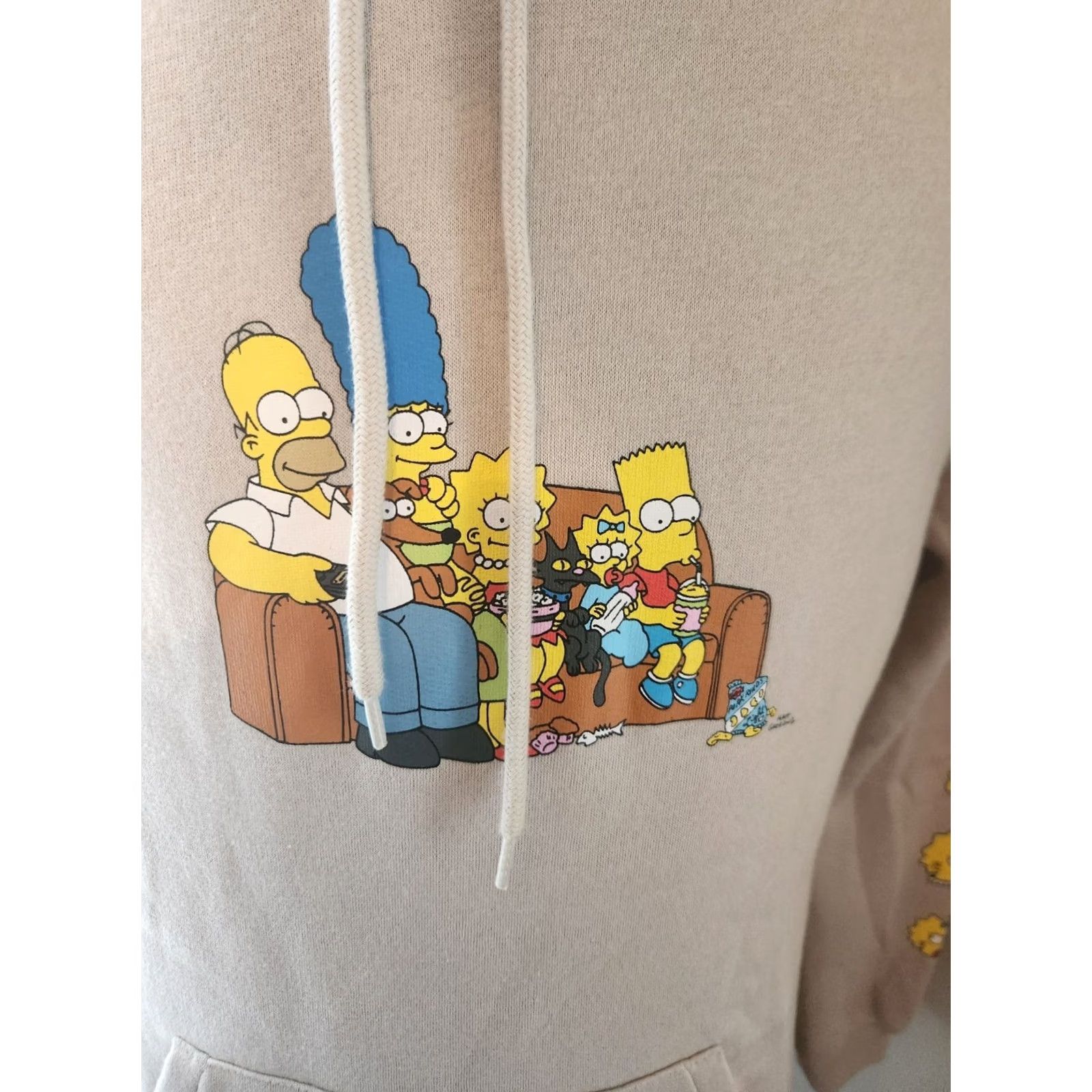 H&M H&M The Simpsons Hoodie Sweatshirt Adult Small Beige Pullover Cartoon Graphic Print Unisex Size US S / EU 44-46 / 1 - 2 Thumbnail