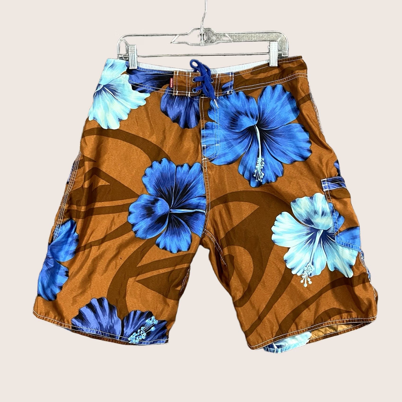 Quiksilver VINTAGE Quiksilver Floral Boardshort Shorts Surf Brown 90s Y2K Mens 32 Size US 32 / EU 48 - 1 Thumbnail