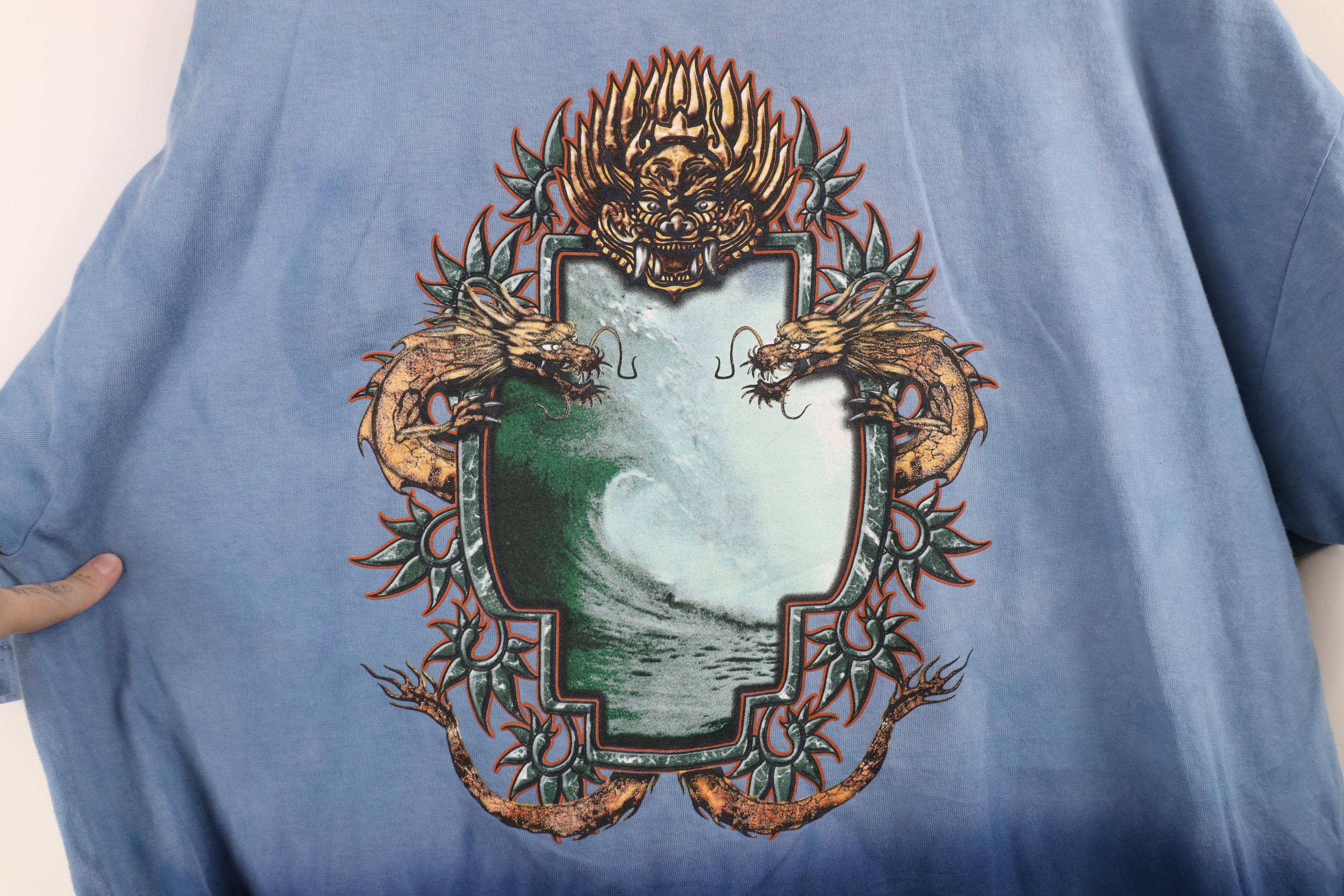 Vintage Vintage 90s Streetwear Dragon Acid Wash Surfing T-Shirt Size US XL / EU 56 / 4 - 9 Thumbnail