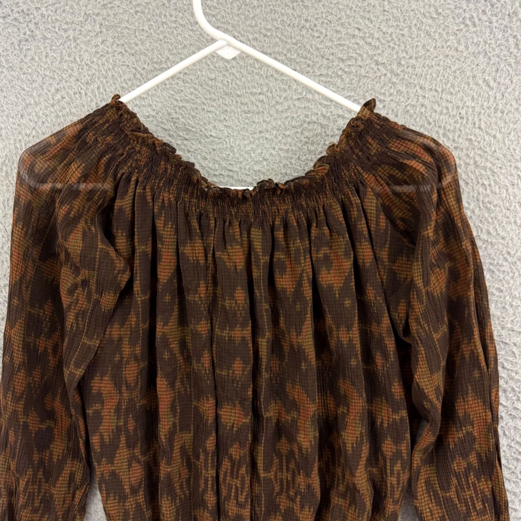 Ralph Lauren Ralph Lauren Shirt Women's 6 Brown Silk Blend Blouse Long Sleeve Peasant Top Size M / US 6-8 / IT 42-44 - 3 Thumbnail
