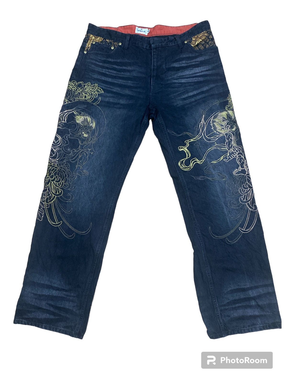 image of Distressed Denim x Edition Japan Karakuri Tamashi Jeans in Black, Men's (Size 40)