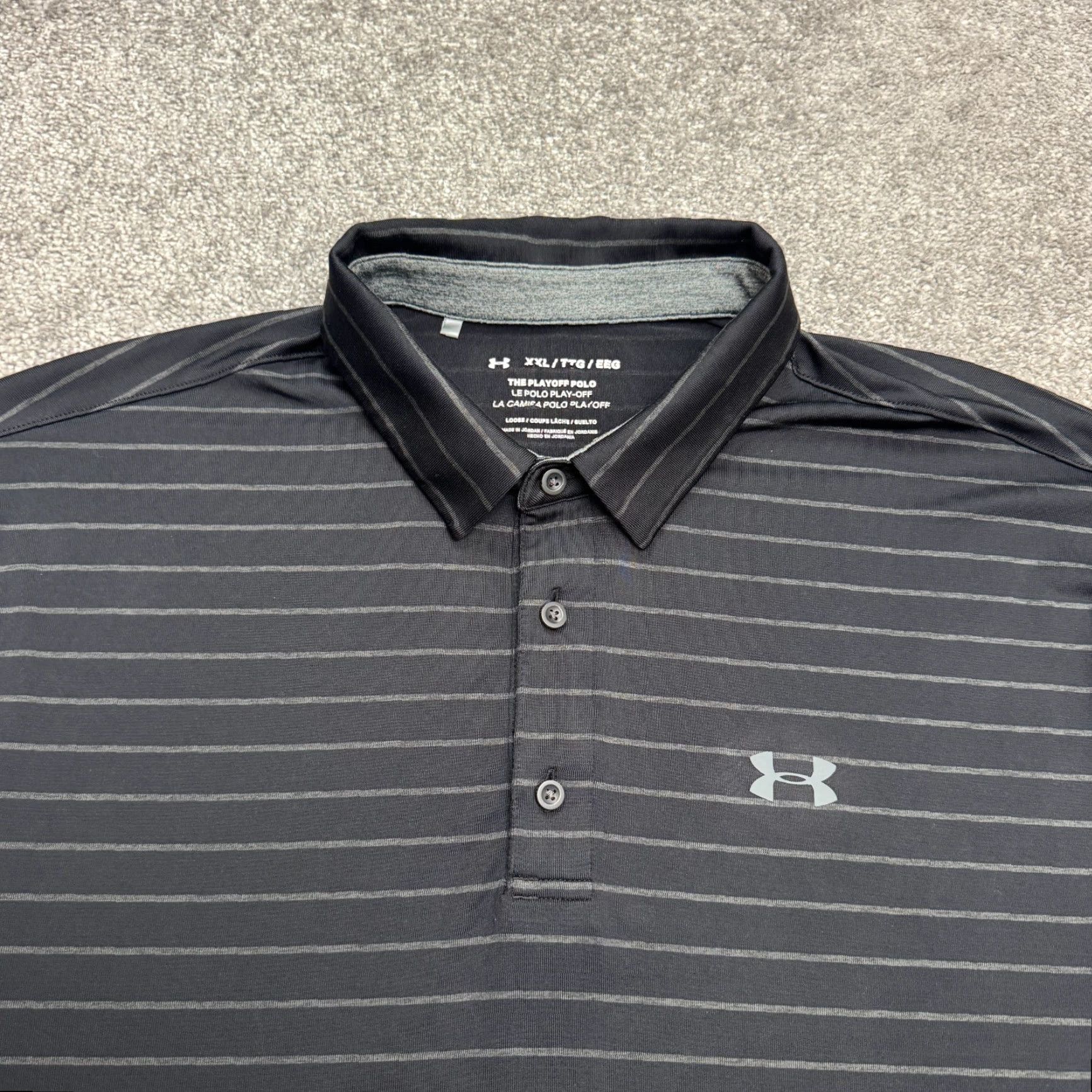 Under Armour Under Armour Polo Shirt Mens 2XL Black Striped Golf Activewear Casual Sport Short Sleeve Polo Size US XXL / EU 58 / 5 - 3 Thumbnail