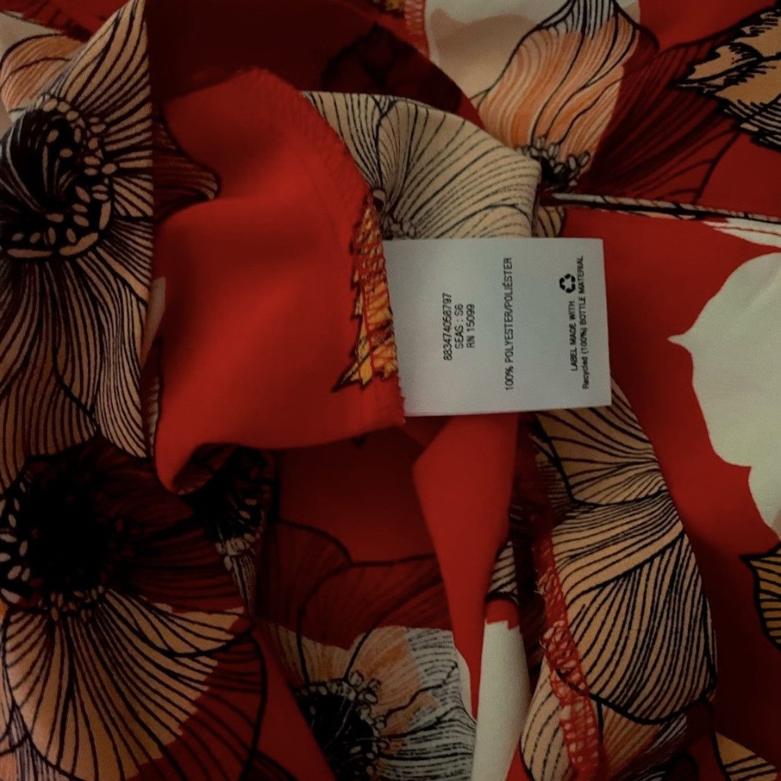 Designer Vibrant red mini dress with floral print. Size M / US 6-8 / IT 42-44 - 5 Thumbnail