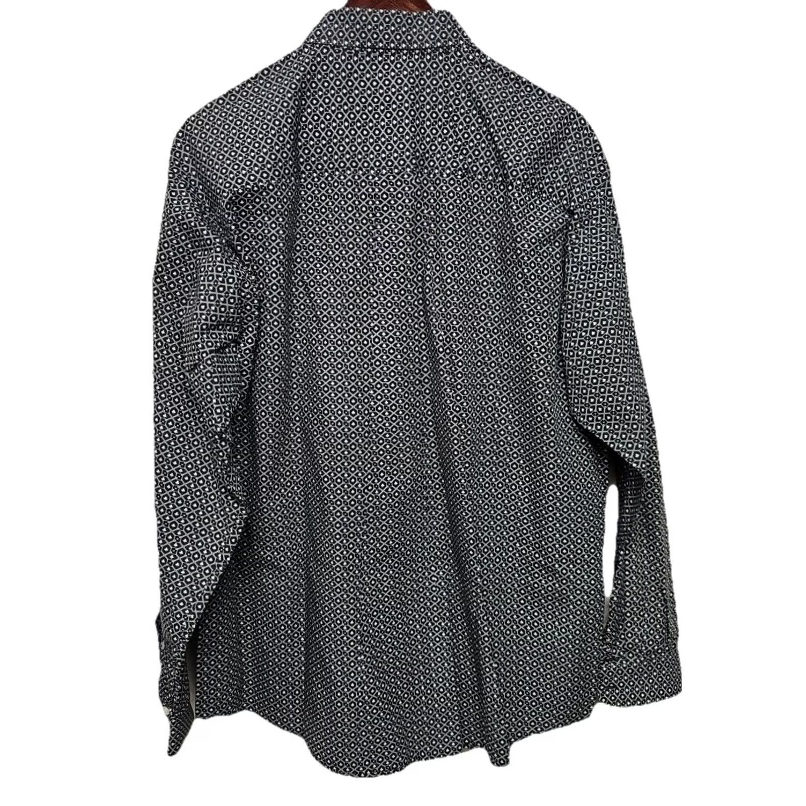 Vintage Cinch XL Men’s Western Button-Down Shirt Black White Geometric Long Sleeve Modern Classic Western Theme Shirt Mens Regular Fit with Pockets Size US XL / EU 56 / 4 - 5 Thumbnail