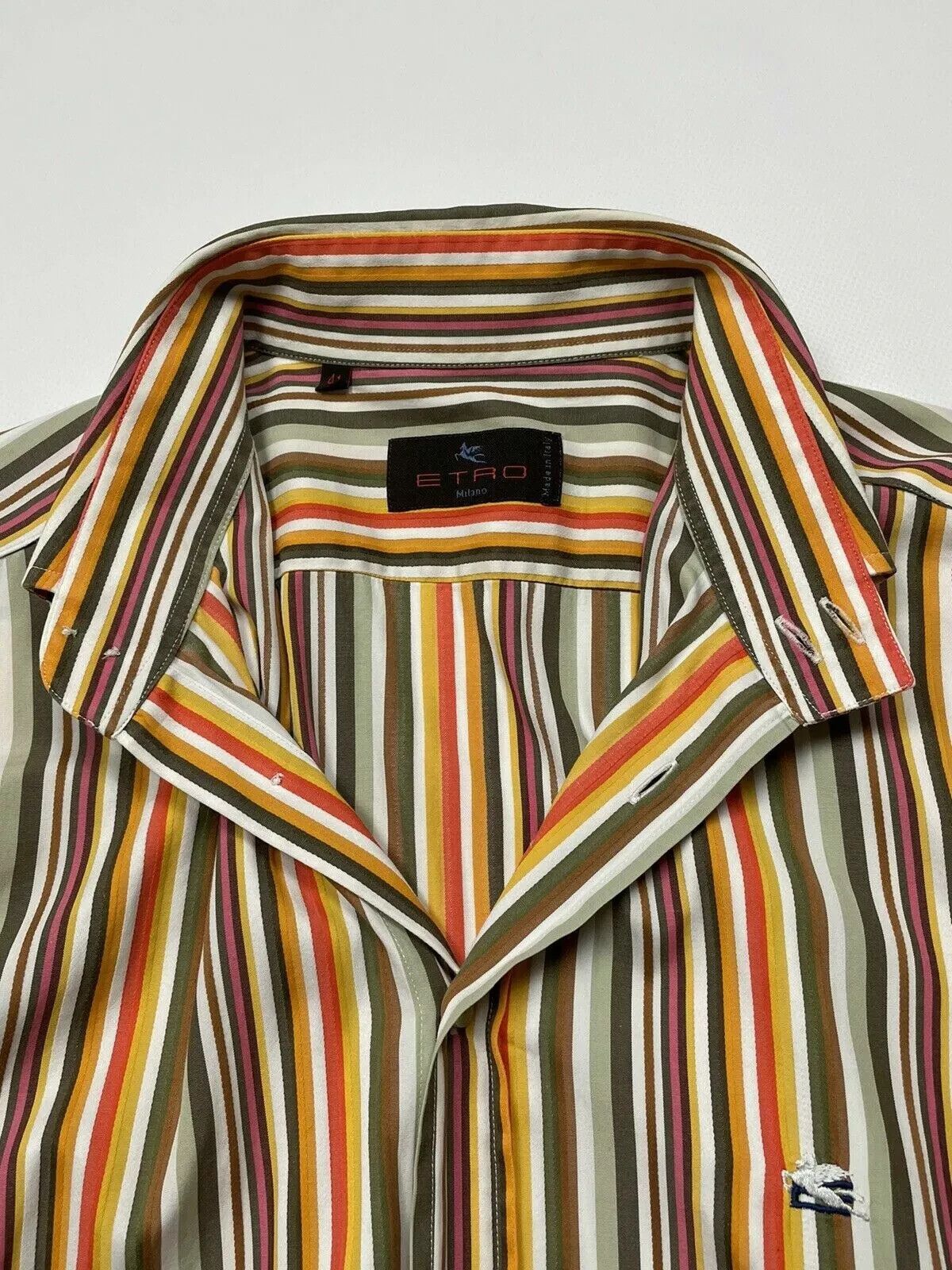 Etro ETRO Men’s Stripped Shirt Orange Size 41 Size US XL / EU 56 / 4 - 5 Thumbnail