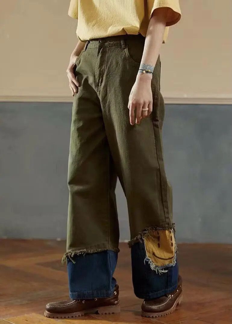 Japanese Brand × Jean Smiley Denim Patchwork Khaki Pants Size US 34 / EU 50 - 1 Thumbnail