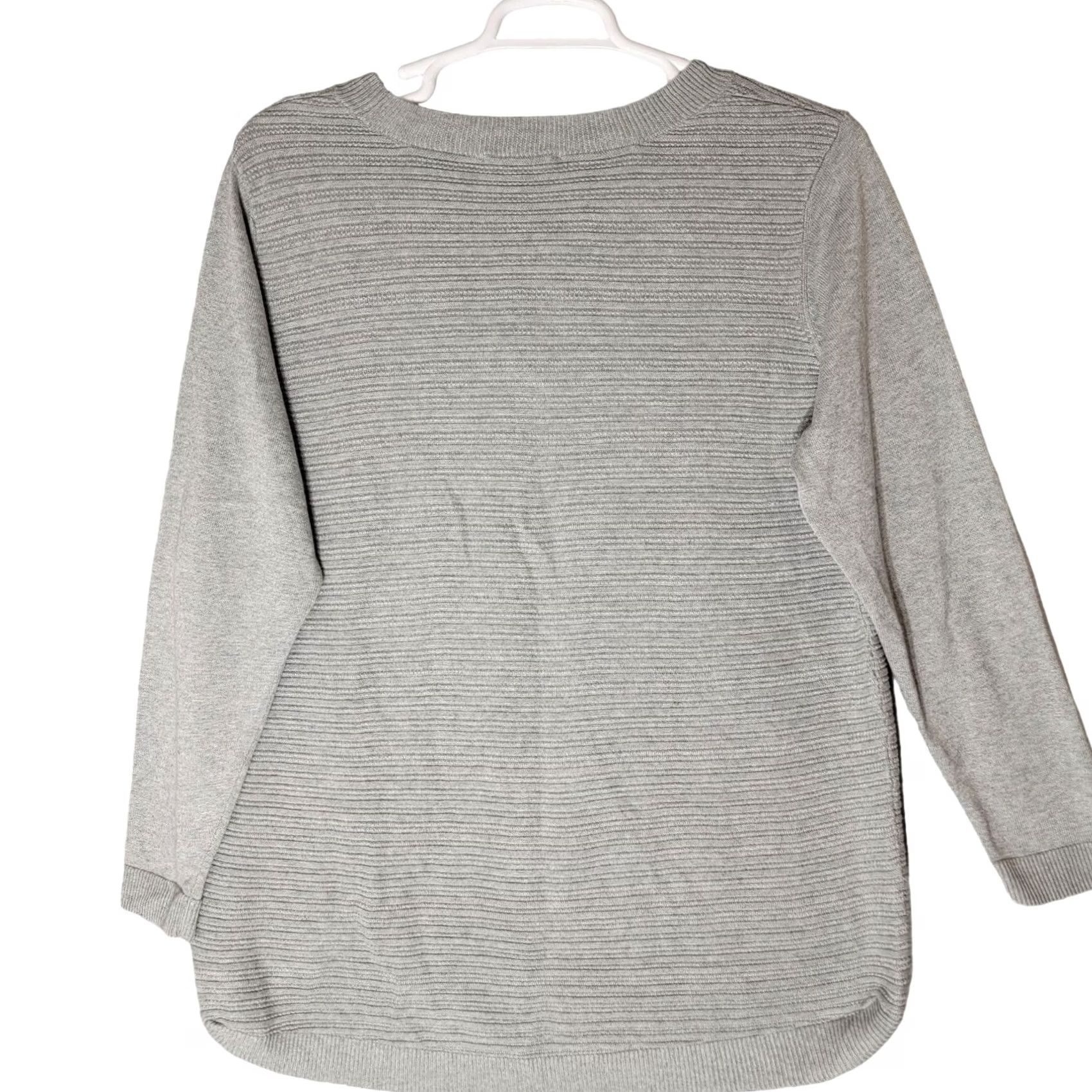Vintage Hilary Radley Sweater Womens XL Viscose Knit Ribbed Vneck Casual Gray Tunic Size XL / US 12-14 / IT 48-50 - 3 Thumbnail