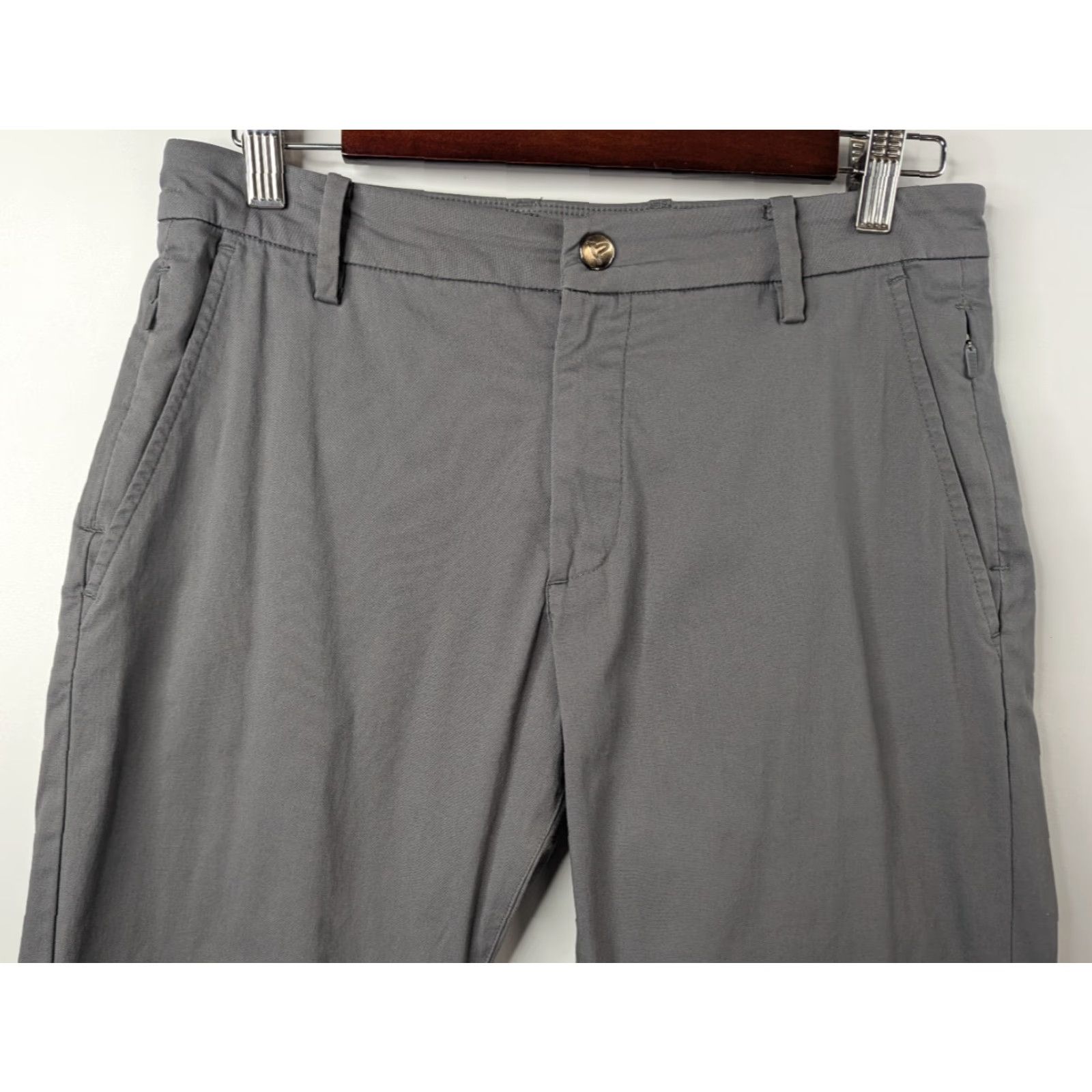 Vintage Birddogs Pants Lined Gray Stretch Men's 30x32 Chino Slim Casual Pockets Logo Zipper Button Size US 30 / EU 46 - 3 Thumbnail