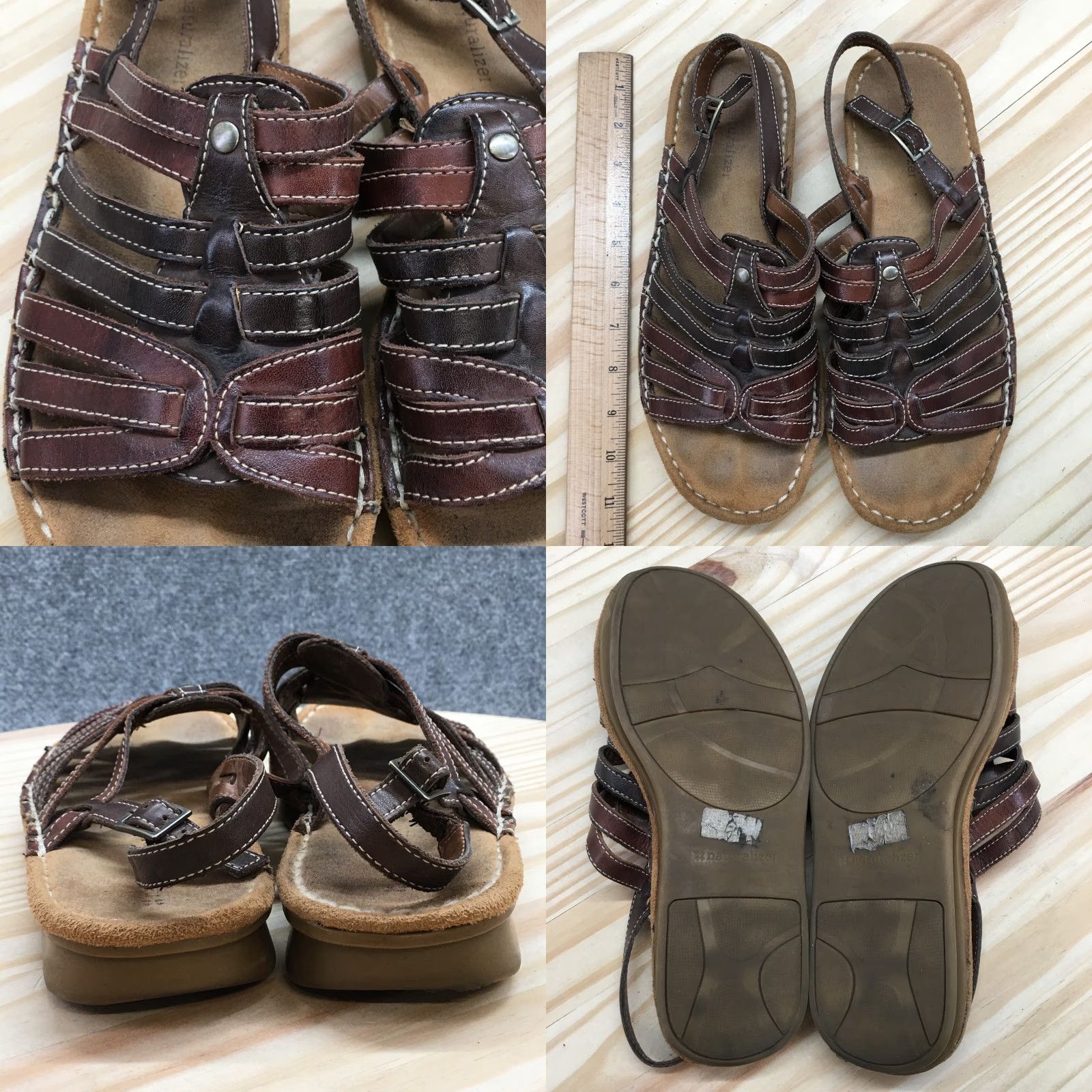 Naturalizer Naturalizer Sandals Womens 10 M Travis Slingback Strappy Brown Leather Casual Shoes Size US 10 / IT 40 - 8 Thumbnail