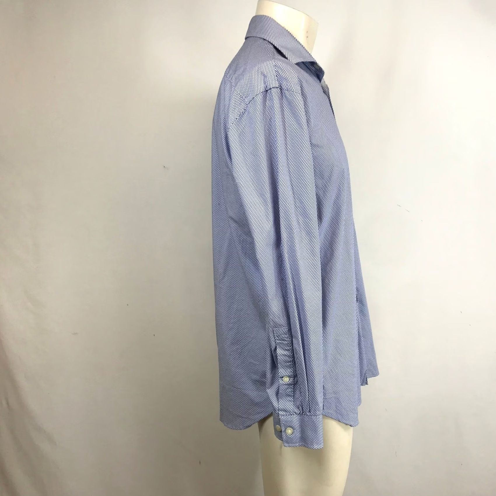 Michael Kors Michael Kors Mens L Blue Slim Fit Stretch Micro Dot Dress Shirt Size 42R - 4 Thumbnail