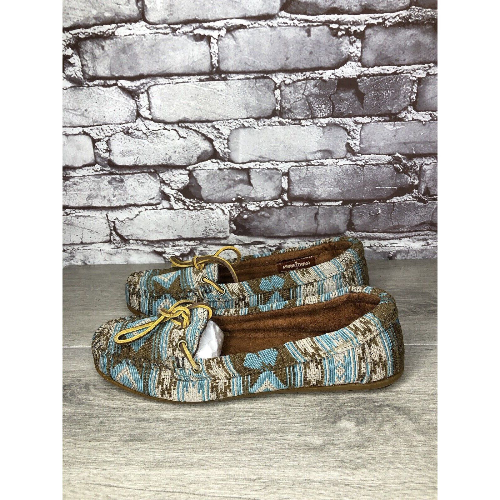Minnetonka Minnetonka Blue Aztec Southwest Lace Bow Moccasins Shoes Wom Size US 9 / IT 39 - 1 Thumbnail