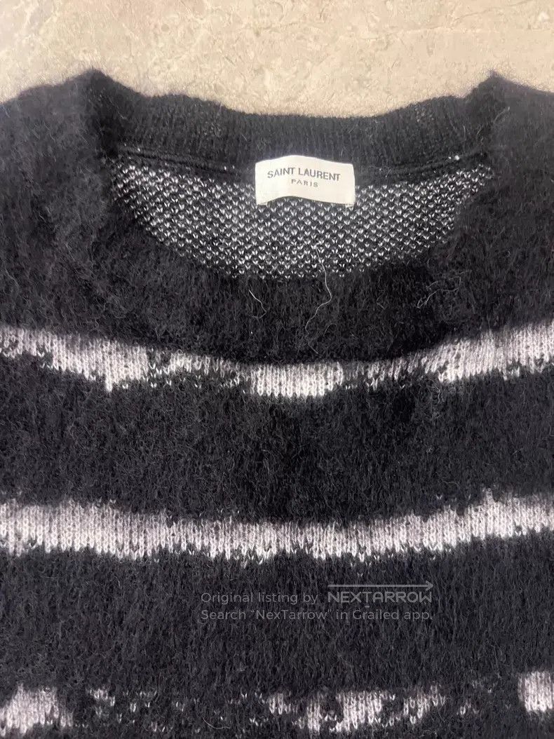 Saint Laurent Paris Saint Laurent Paris Black and White Striped Mohair Sweater Size US M / EU 48-50 / 2 - 3 Thumbnail