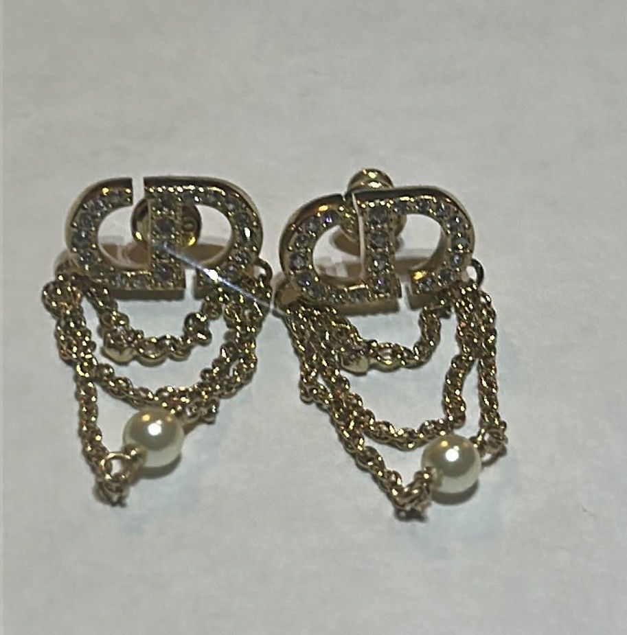 Dior Dior PETIT CD EARRINGS Gold-Finish Metal White Resin Pearl Size ONE SIZE - 4 Thumbnail
