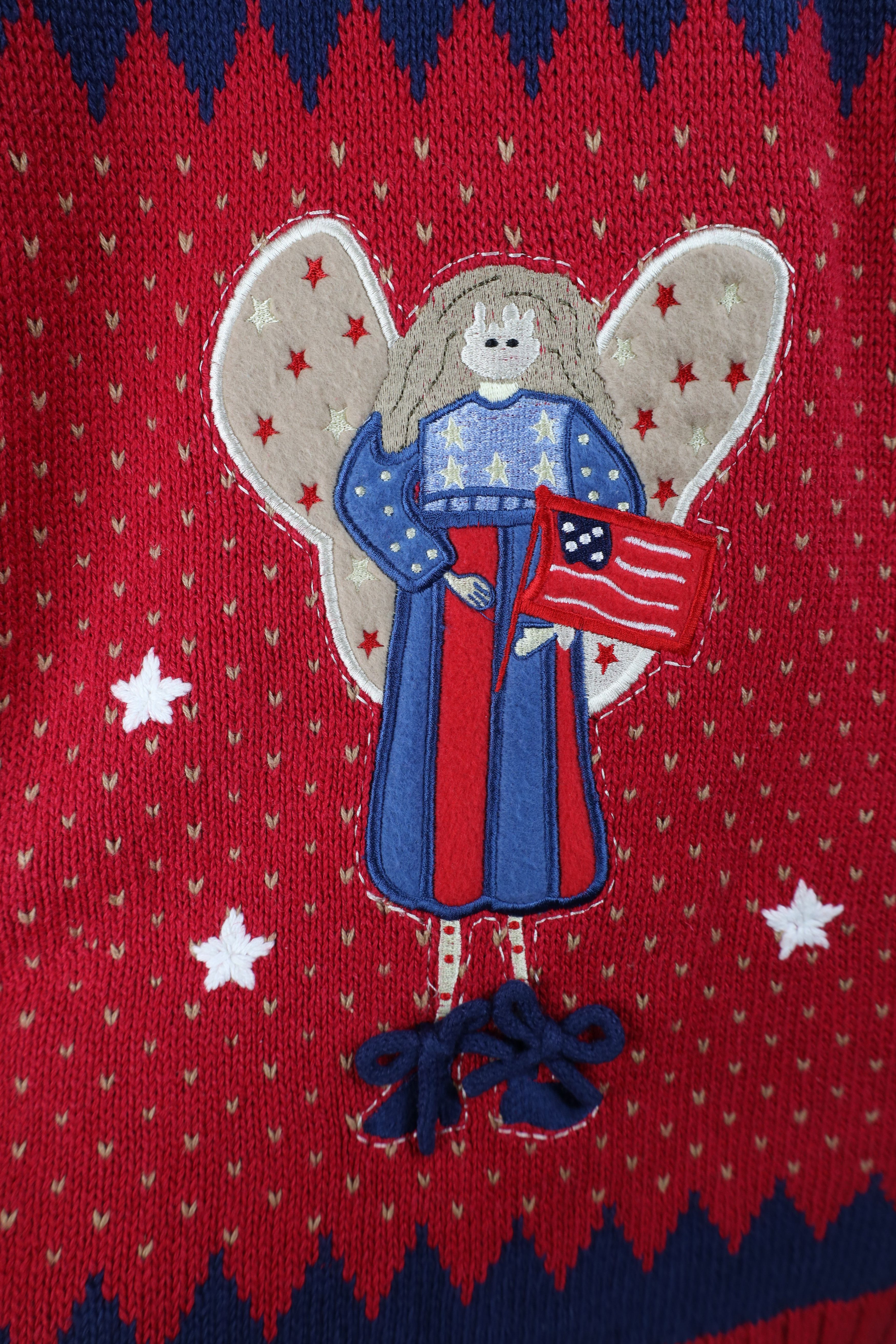 Vintage Vintage 90s Streetwear USA Flag Knit Cardigan Sweater Vest Size XXL / US 16-18 / IT 52-54 - 5 Thumbnail