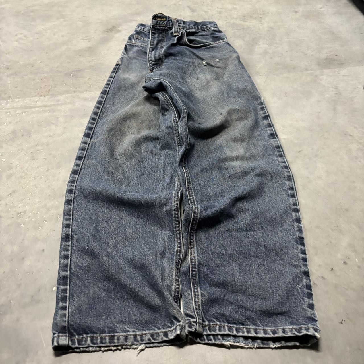 Japanese Brand × Vintage Crazy Vintage Y2K/2000s Grunge Dark Wash Workwear Denim Jeans! Size US 32 / EU 48 - 3 Thumbnail