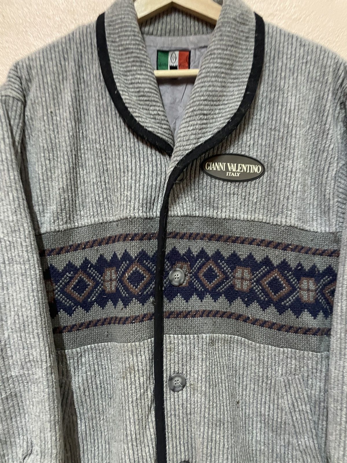 Designer × Gianni Valentino × Valentino Vintage GIANNI VALENTINO ITALY Navajo Aztec Knitwear Jacket Size US M / EU 48-50 / 2 - 6 Thumbnail