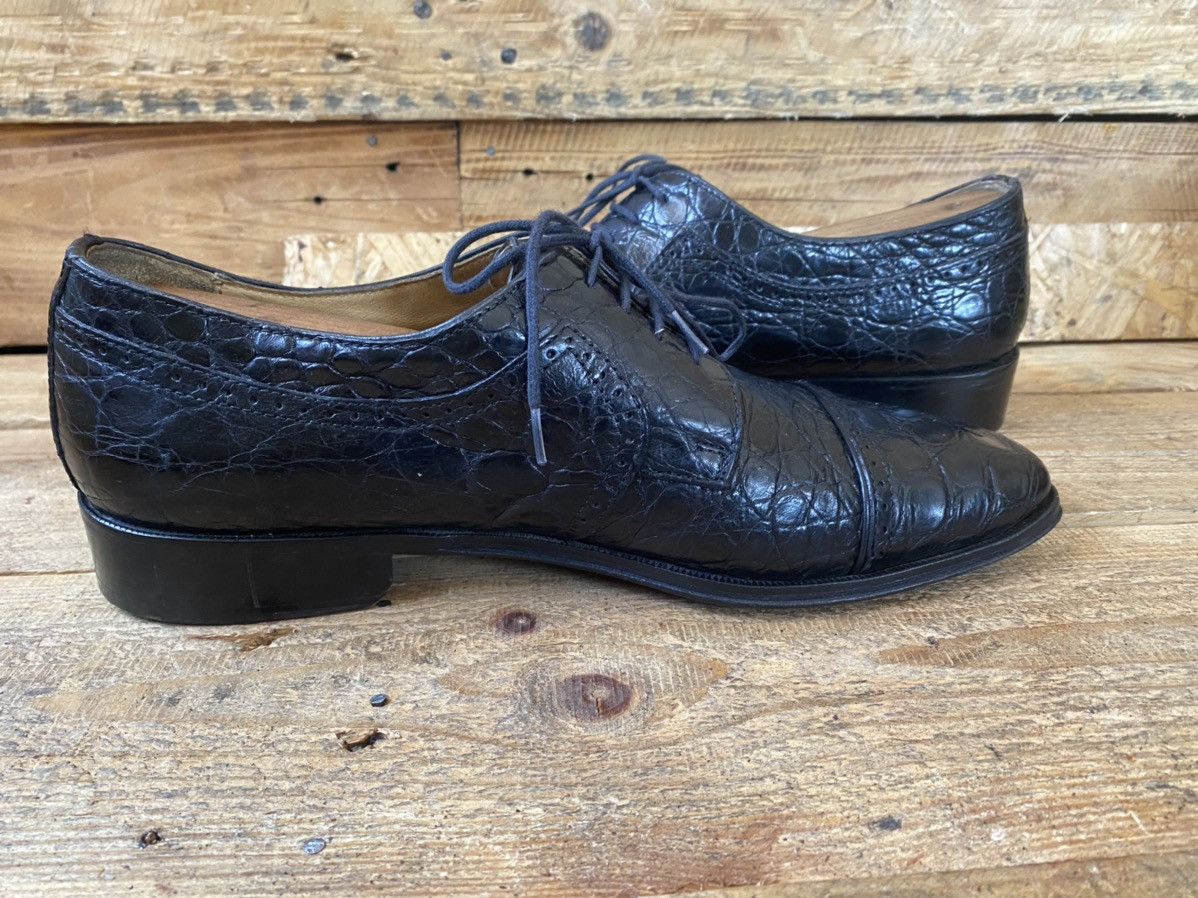 Designer × Vintage × Zelli Zelli oxford exotic crocodile black captoe leather shoes 42 Size US 9.5 / EU 42-43 - 14 Thumbnail