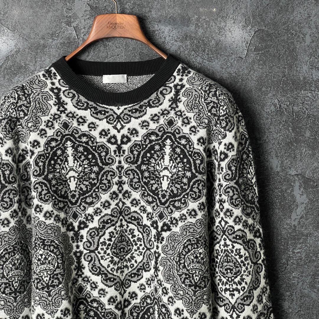 Dior black and white patterned pullover sweater Size US XL / EU 56 / 4 - 2 Thumbnail