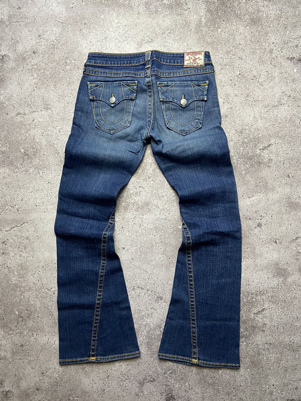 Hysteric Glamour × Japanese Brand × True Religion Flared TRUE RELIGION with Orange Stitching Low Rise jeans Size 30" / US 8 / IT 44 - 2 Thumbnail