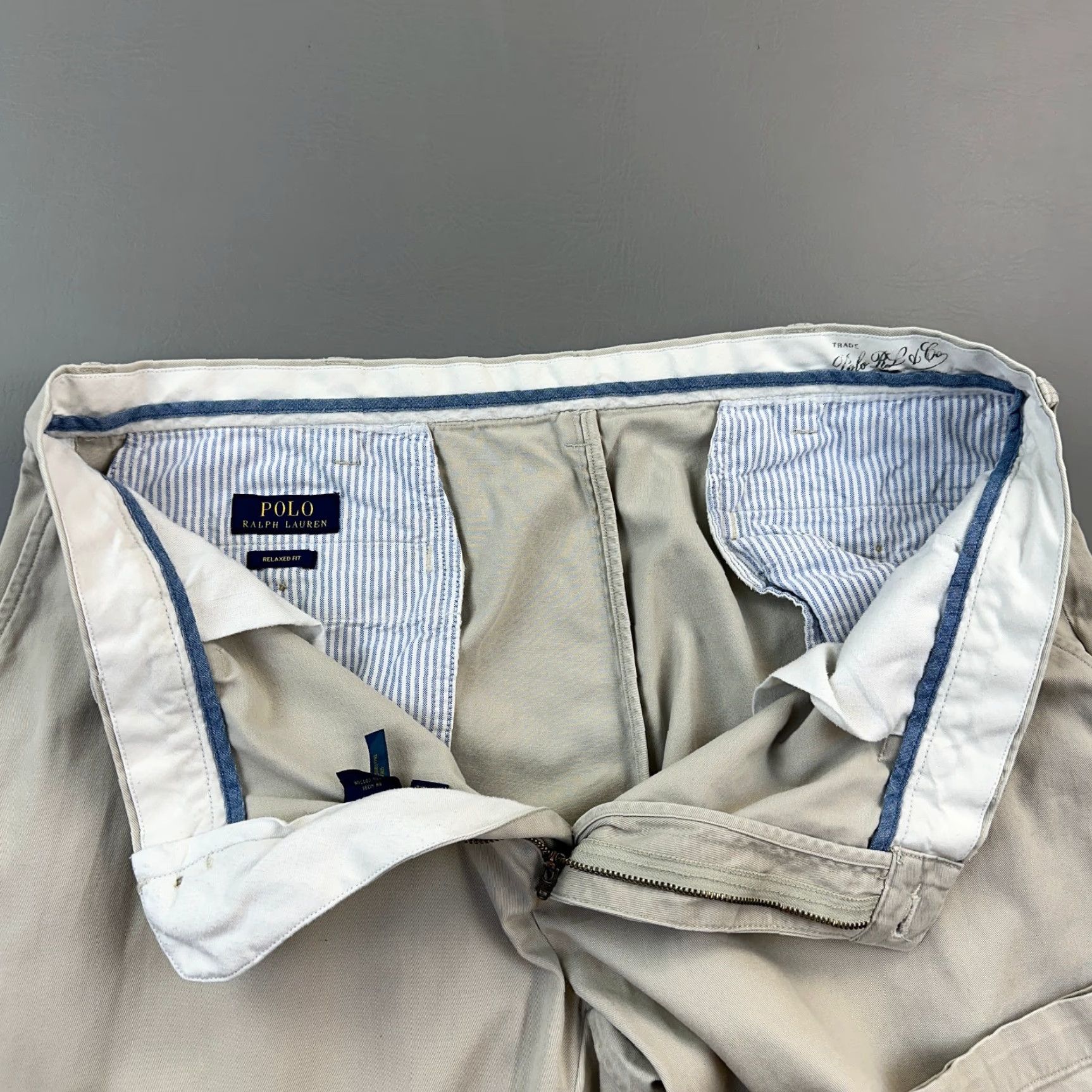 Polo Ralph Lauren Polo Ralph Lauren Pants Mens 38x34 38x33 Beige Relaxed Fit Flat Front Chino Size US M / EU 48-50 / 2 - 6 Thumbnail