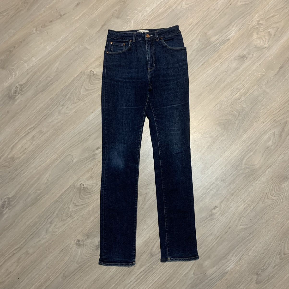 Acne Studios × Jean Acne Needle Soft Raw Jeans Pants Denim Faded Dark Wash 31/34 Size 31" - 2 Thumbnail