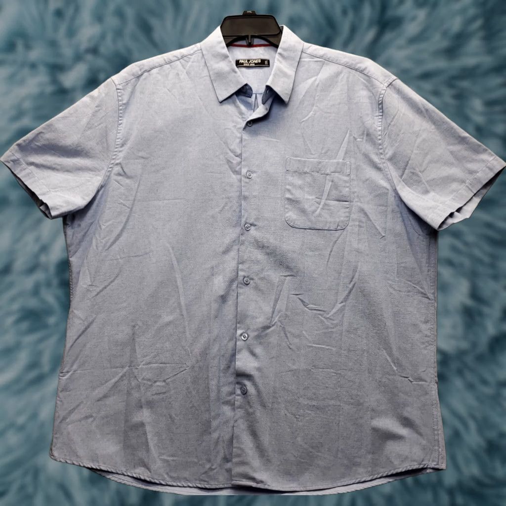 Vintage Paul Jones Shirt Mens 2XL Blue Short Sleeve Button-Up Oxford Travel Size US XXL / EU 58 / 5 - 1 Thumbnail