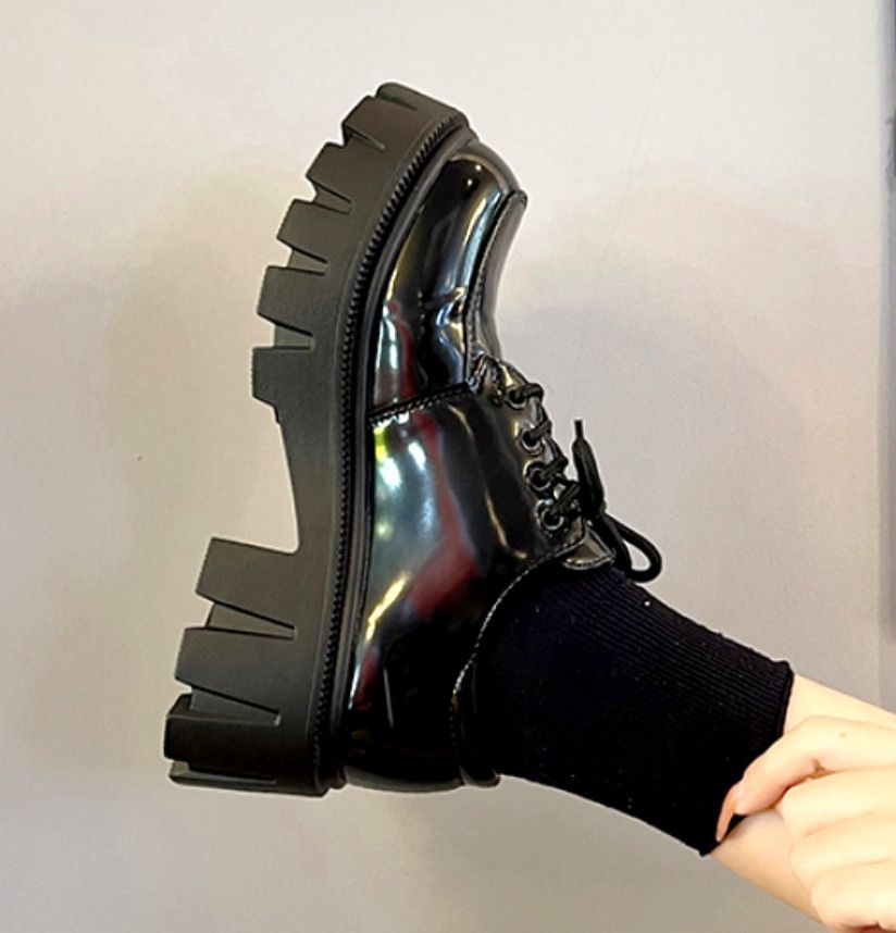 Designer × Japanese Brand × Vintage Stunning England Patent Leather Thick Block Heels Goth Shoes Size US 7 / IT 37 - 6 Thumbnail