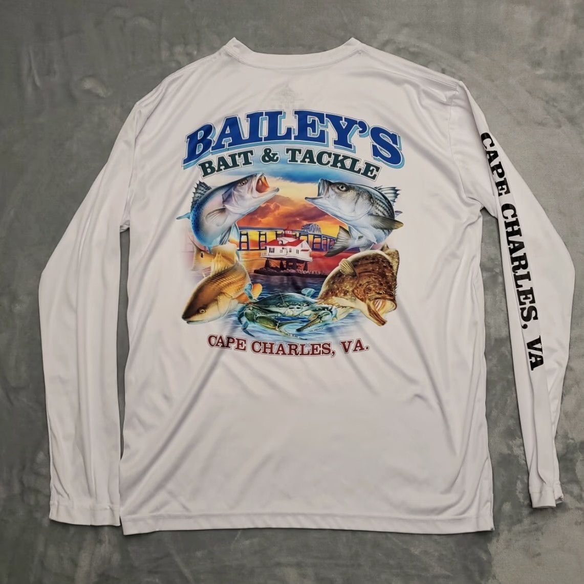 Vintage VINTAGE Baileys Bait Tackle Shirt Mens M White Performance Fishing Cape Charles Virginia Mens Size US M / EU 48-50 / 2 - 6 Thumbnail