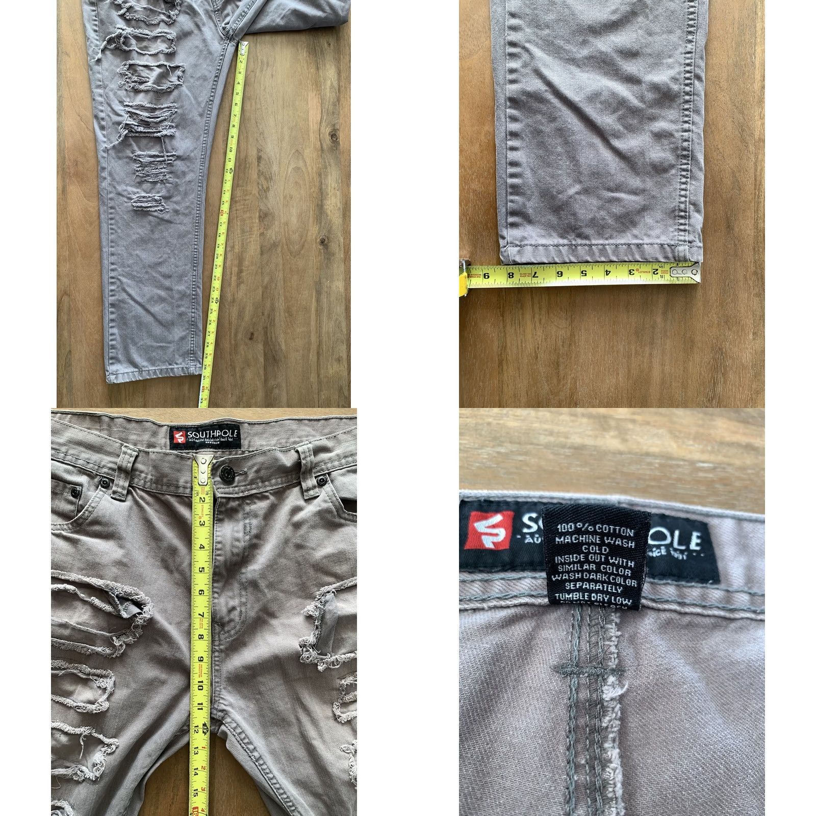 Southpole VINTAGE Southpole Jeans Men's 38x32 Gray Distressed Straight Leg Denim 2000s Y2K Goth Punk Rock Band Logo 5-Pocket Mens Regular 31 In Inseam Size US 38 / EU 54 - 8 Thumbnail