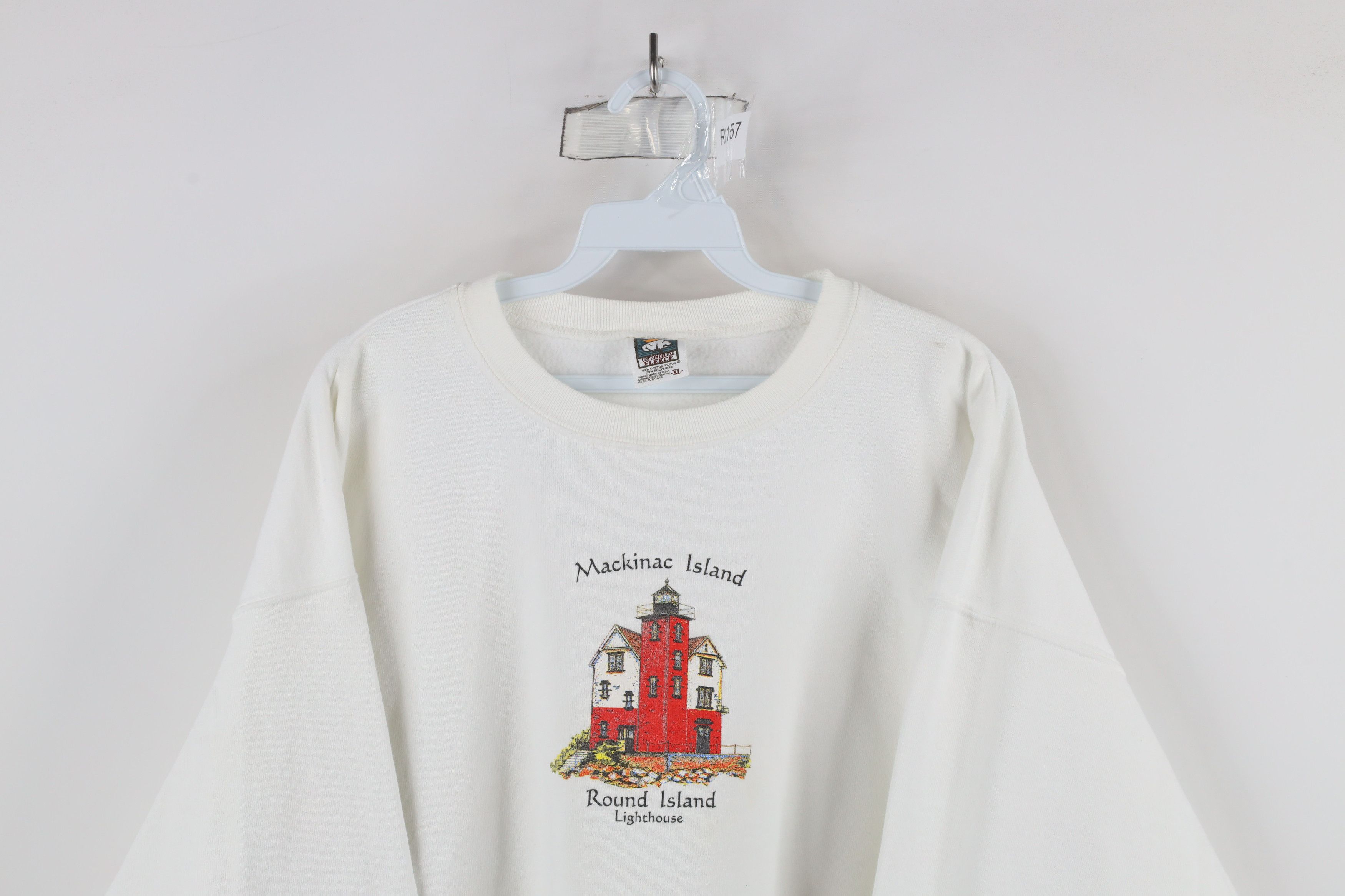 Vintage Vintage 90s Mackinac Island Round Lighthouse Sweatshirt Size US XL / EU 56 / 4 - 2 Thumbnail