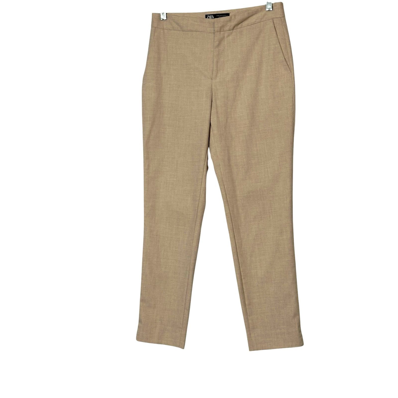 Zara ZARA beige straight legs flat front pants size 2 Size 26" / US 2 / IT 38 - 6 Thumbnail