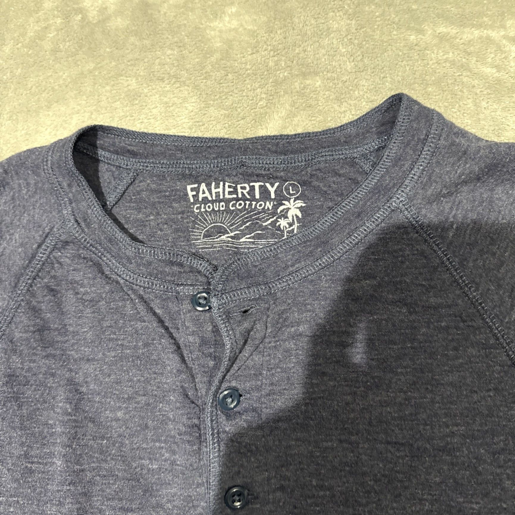 Faherty Faherty Shirt Mens Large Henley Long Sleeve Casual Cloud Soft Lightweight Gray Size US L / EU 52-54 / 3 - 4 Thumbnail