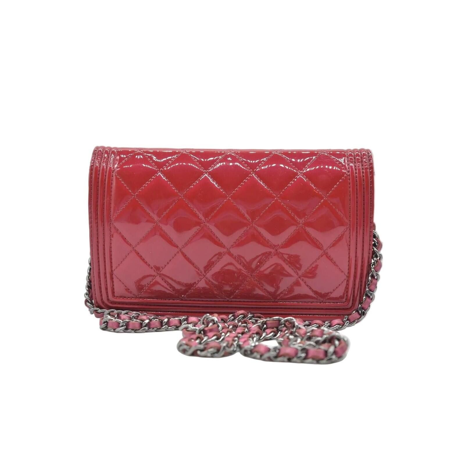 Chanel $3350 Chanel Patent Calfskin Quilted Boy Wallet On Chain WOC Size ONE SIZE - 11 Thumbnail