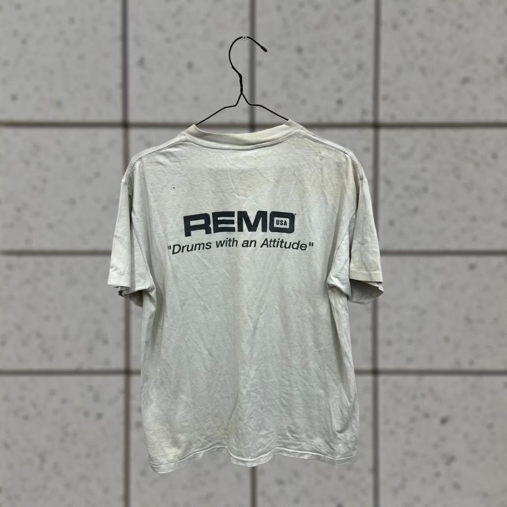 Vintage REM0 Drums with an Attitude T-Shirt L Men Ivory 90s Vintage Oneita Shirt Size US L / EU 52-54 / 3 - 1 Thumbnail