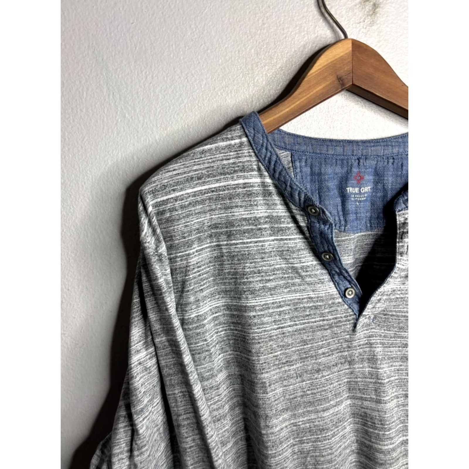 Doublet True Grit Sweater Knit Shirt Henley Long Sleeve Double Sided L Dark gray Mens Size US L / EU 52-54 / 3 - 2 Thumbnail