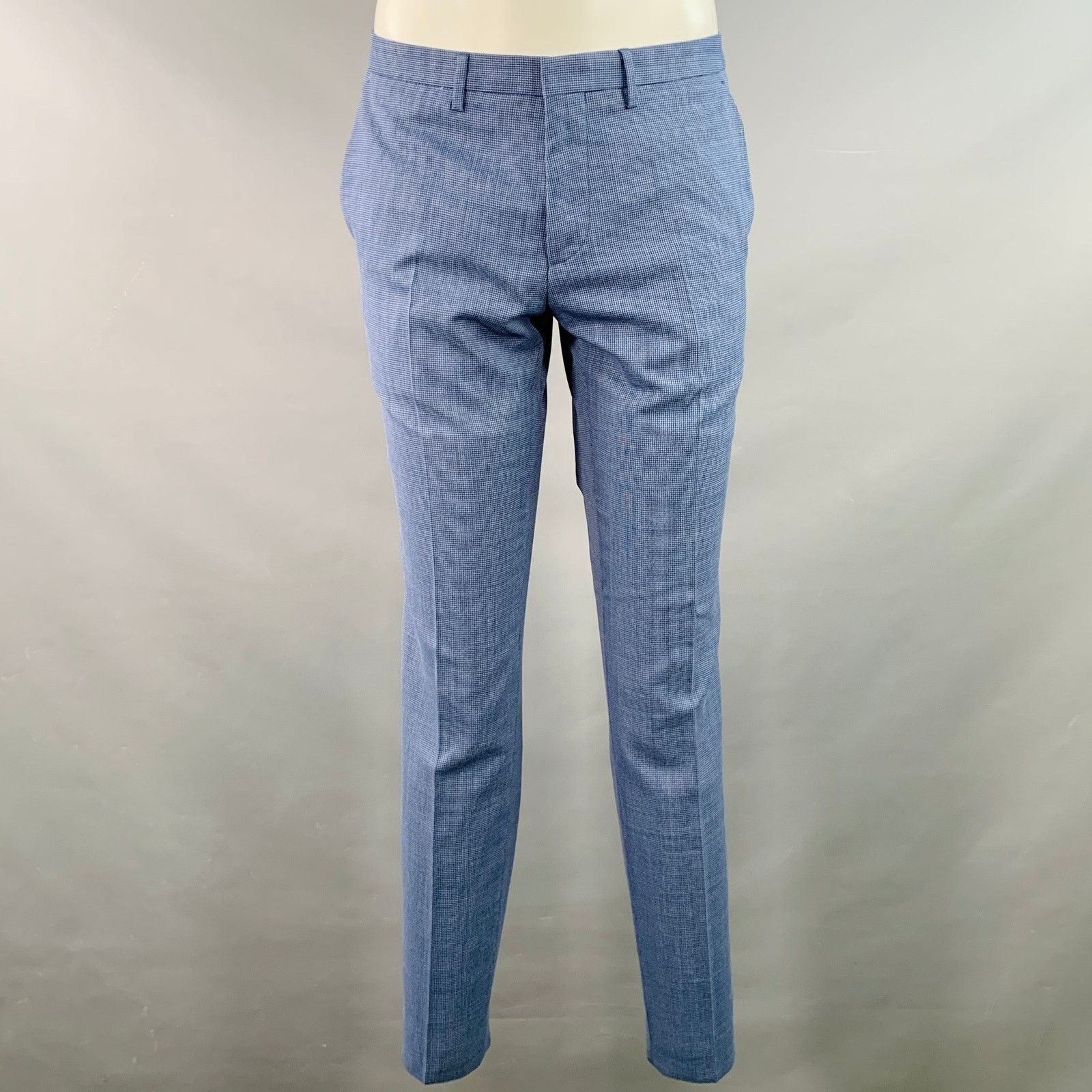 Hugo Boss Blue Houndstooth Virgin Wool Single Breasted Notch Lapel Size 40R - 5 Thumbnail