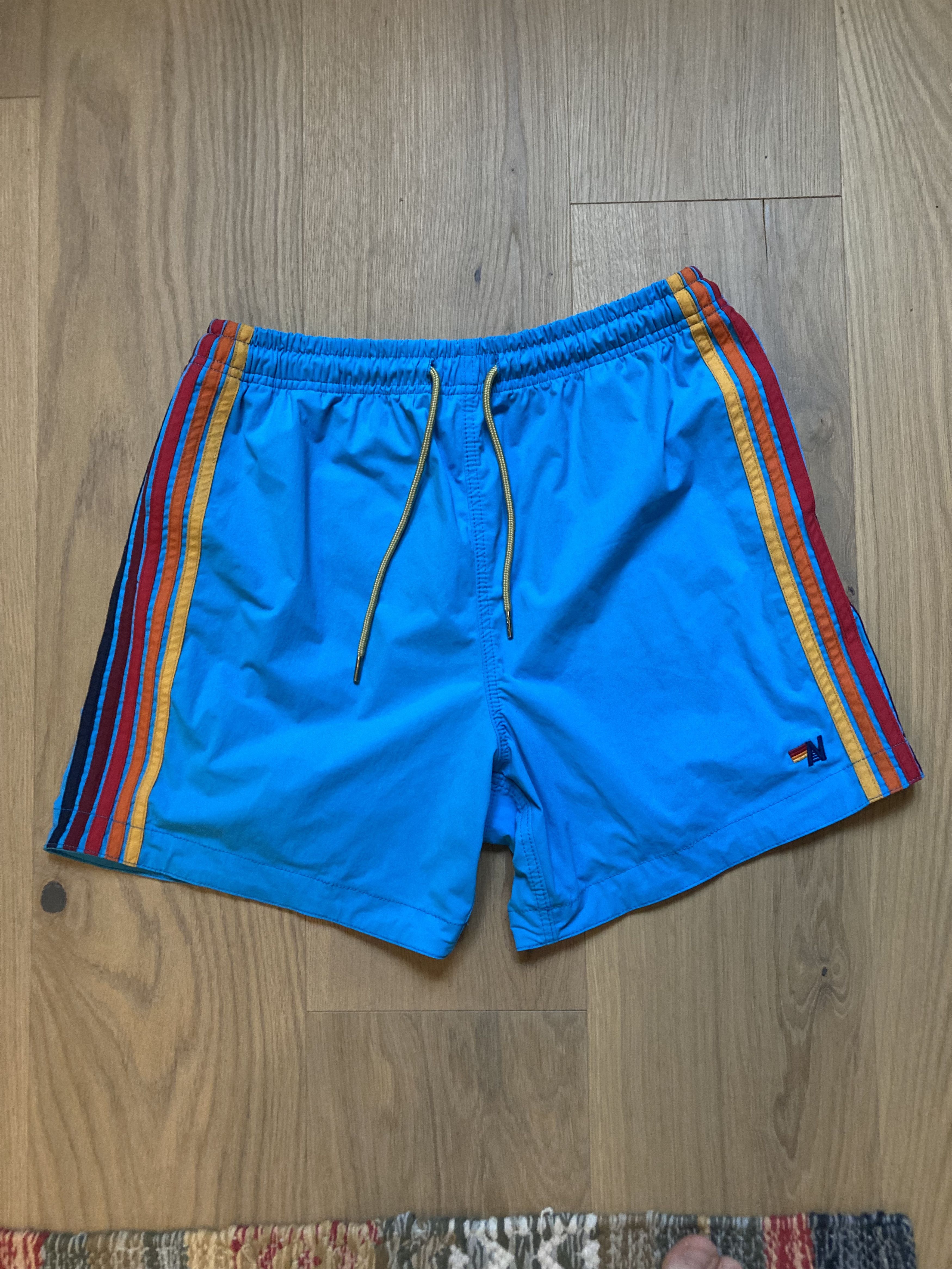 Aviator Nation AVIATOR NATION - 5 STRIPE FLEX SHORTS - PARROT BLUE Size US 31 - 1 Thumbnail