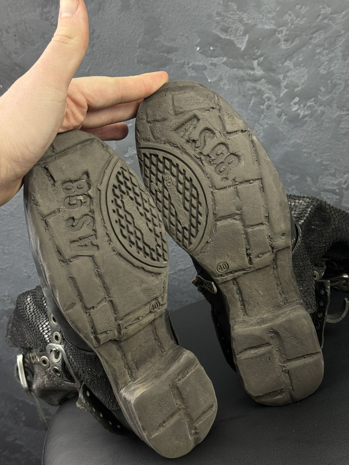 A.S.98 S.98 Saint EC Buckle Leather Boots Distressed Biker Combat Size US 10 / IT 40 - 16 Thumbnail