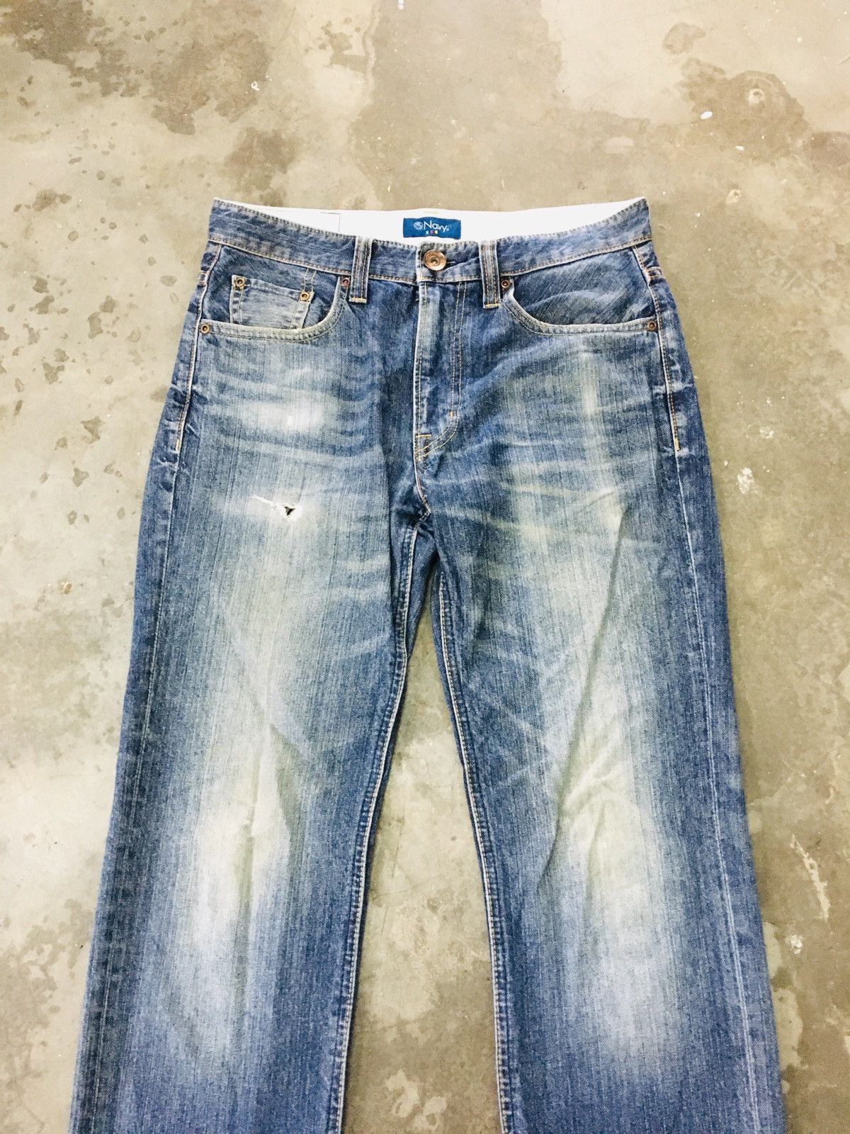 Japanese Brand Navy Distressed Jeans (15) Size US 31 - 15 Thumbnail