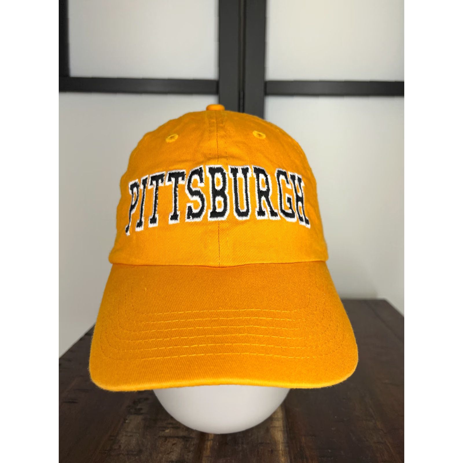 Vintage Pittsburgh Hat Strap Back Adult One Size Yellow Embroidered 100% Cotton Cap Size ONE SIZE - 2 Thumbnail
