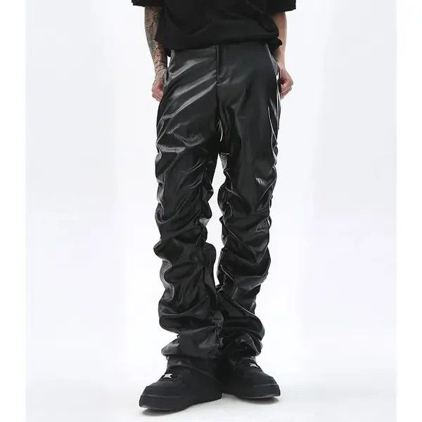 Japanese Brand Ishiguro x Aya Loose Ruched Casual PU Leather Pant Size US 32 / EU 48 - 8 Thumbnail